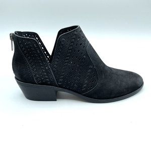 Vince Camuto Ankle Bootie Womens Size 9.5(39.5) Black Suede Block Heel Zip